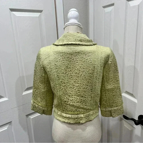 Vintage Cynthia Steffe lime green and gold foil decorative cropped jacket - Picture 2 of 9